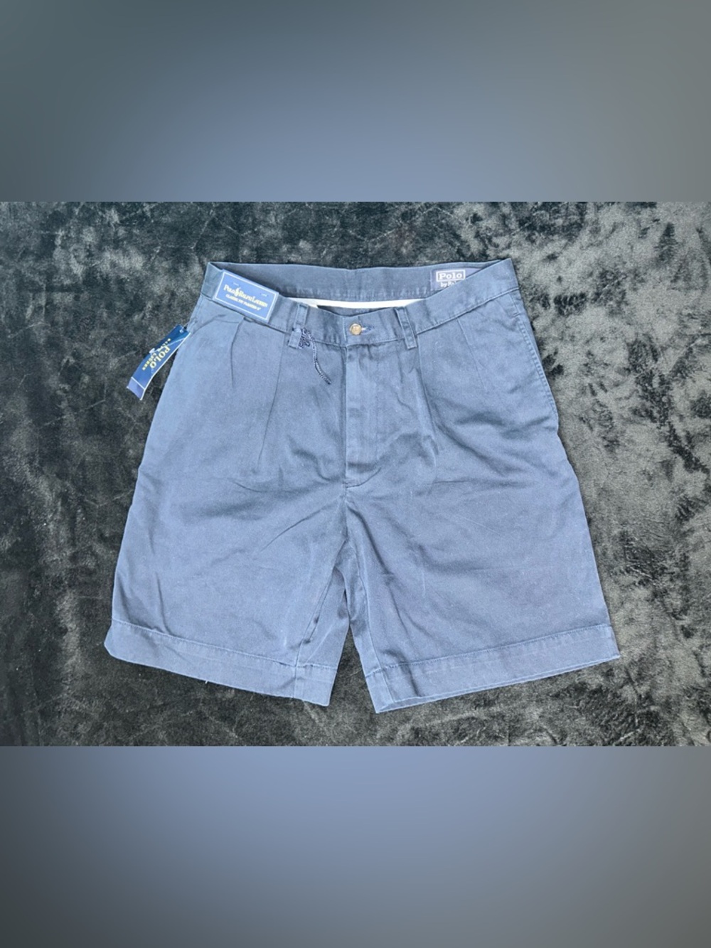 Polo Ralph Lauren Classic Fit Pleated Blue Short Navy Chino Men's 32x8 NEW Cotto